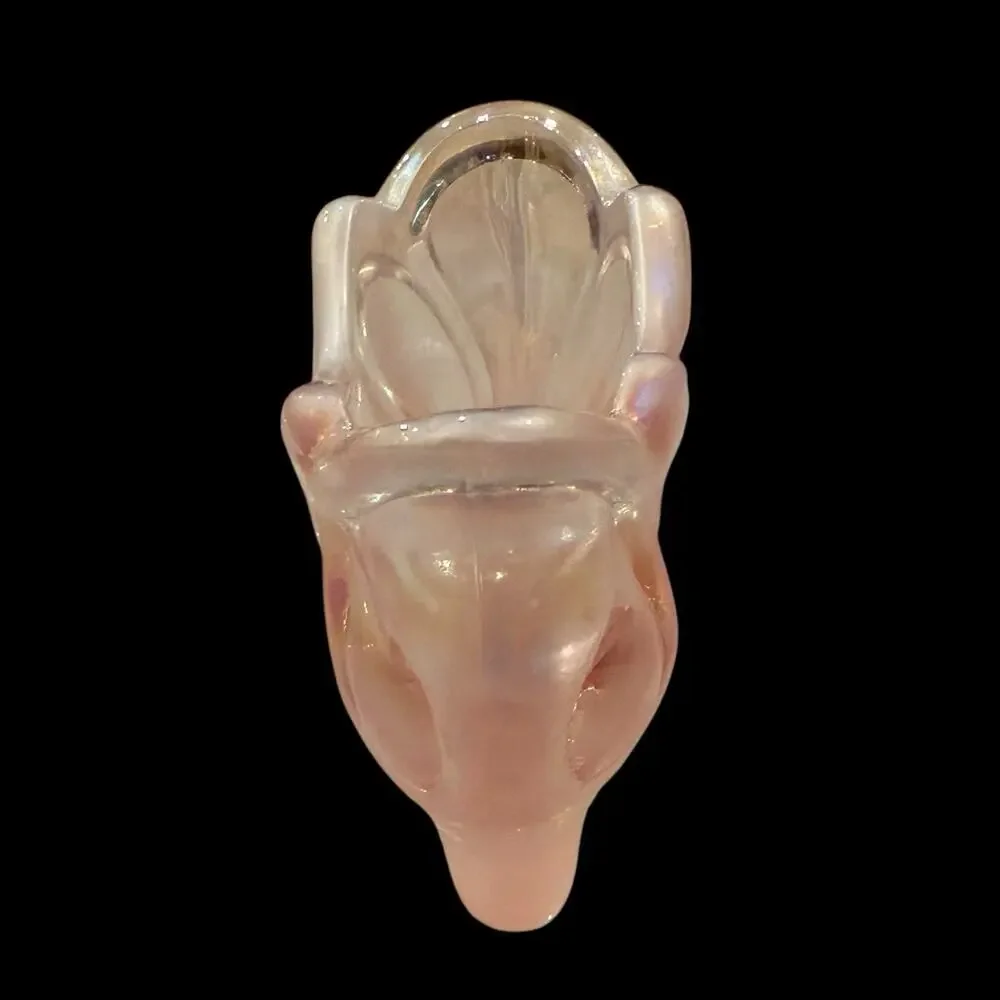 Vintage Fenton Iridescent Pale Pink Carnival Glass Slipper Shoe 5” Sticker USA
